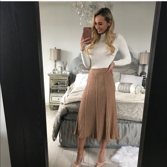 Elegant Knitted Pleated High Waist Skirt - Picture 7 of 8